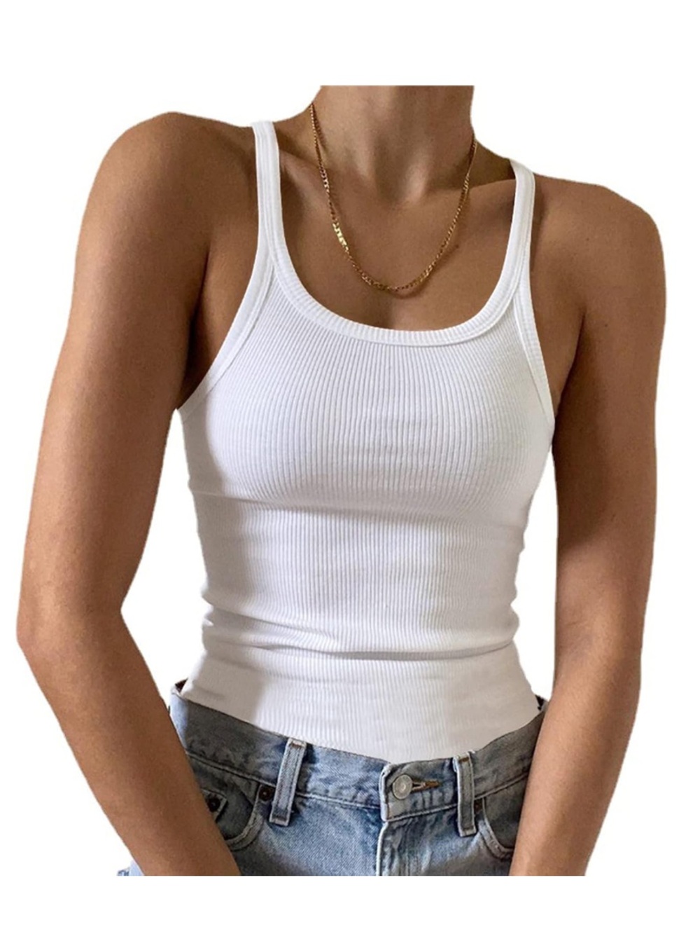 Artfish Ribbed Scoop Neck Tank Top